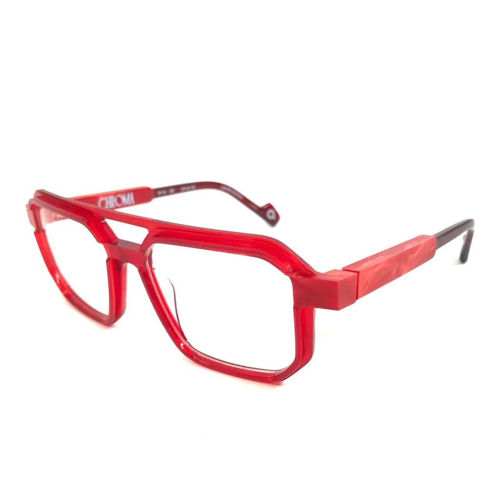 Etnia Barcelona Eyeglasses Frames CHROMA N41 RD Red Clear Thick Rim 53-16-142